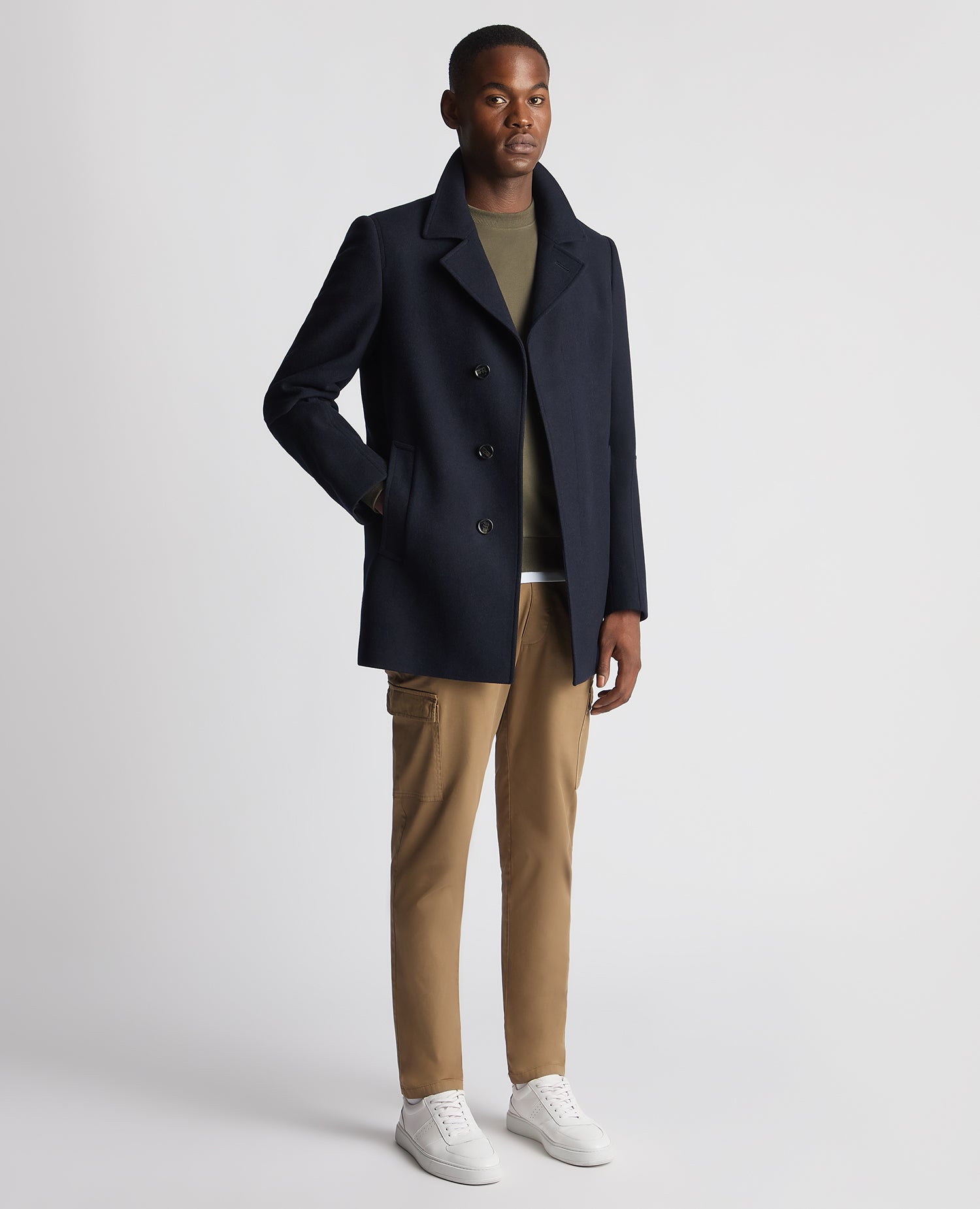 Mens navy wool overcoat online