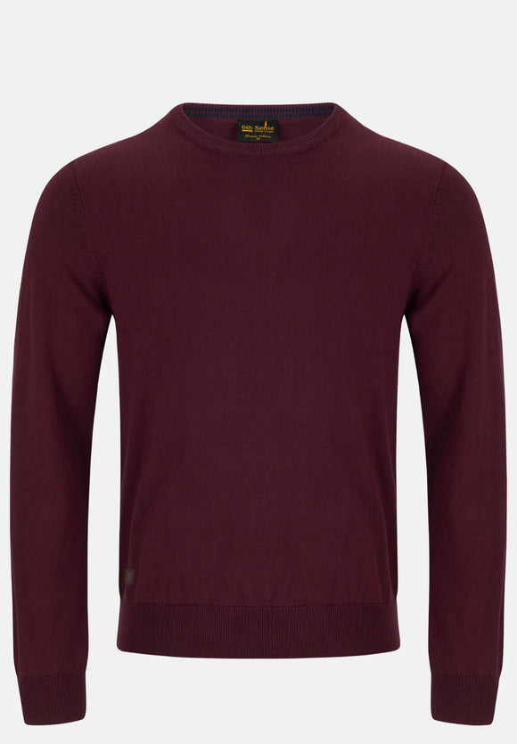 Phillipsmenswear 6th sense cash crew neck burgundy jumper