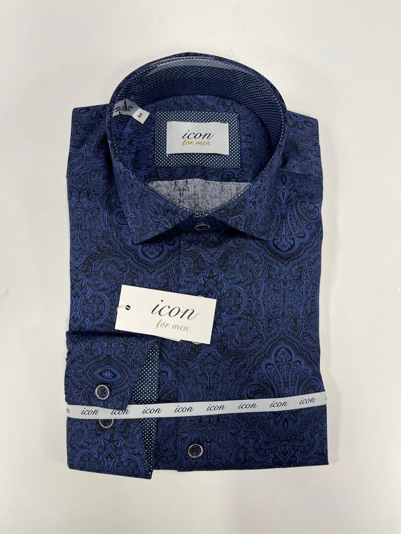 icon navy print shirt