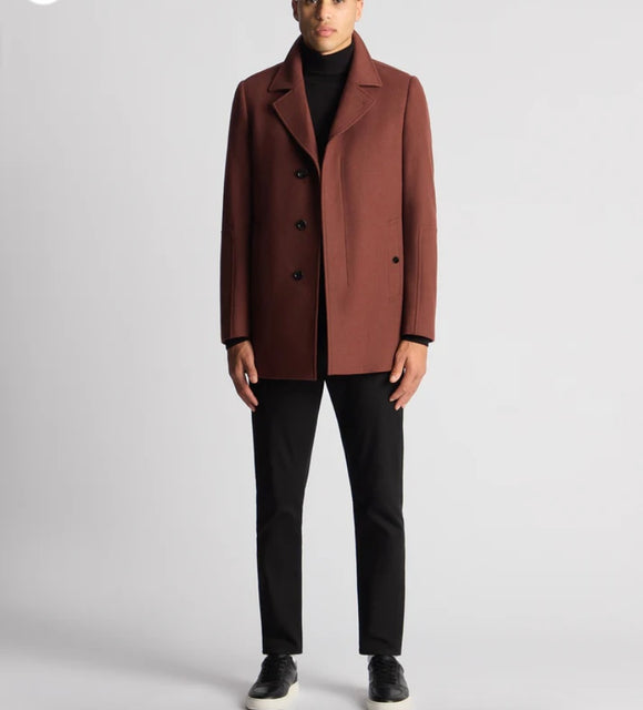 (Remus Uomo Mens Wool Overcoat Terracota